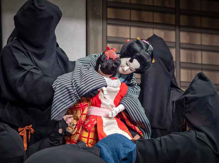 Traditional bunraku puppets. Photo by Dunphasizer via wikicommons