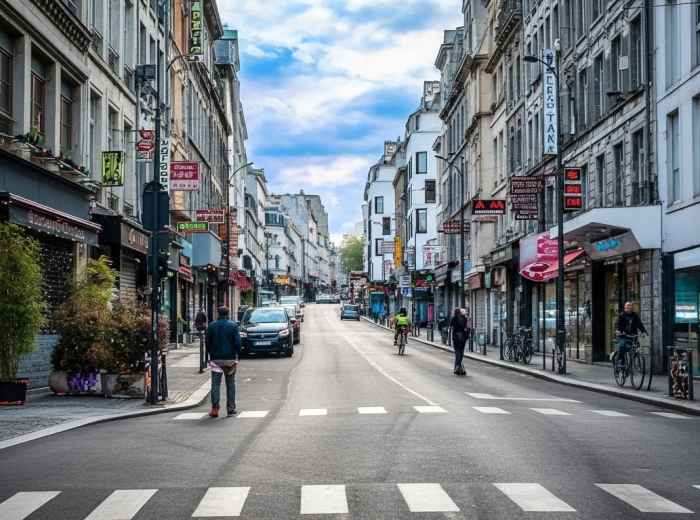Early morning in a street in Belleville