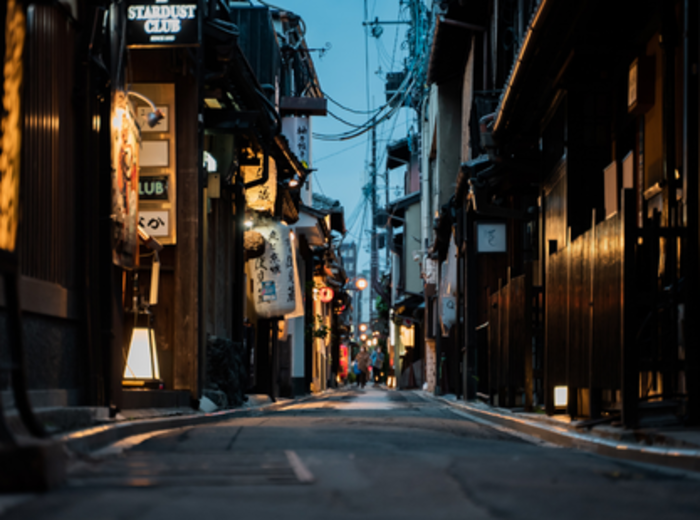 Narrow alley at night