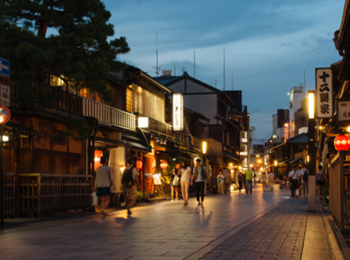 Hanamikoji Street in Kyoto at Night