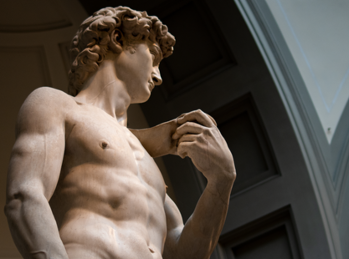 Michelangelo's David sculpture at the Accademia Gallery in Florence