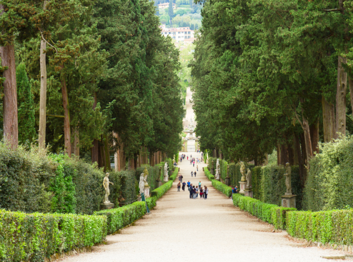 View of the Boboli Gardens with Renaissance sculptures