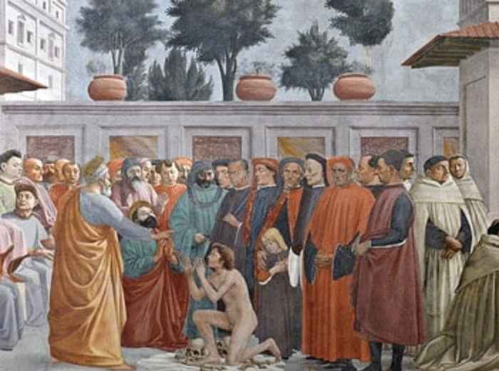 Fresco inside Santa Maria del Carmine's Brancacci Chapel in Florence