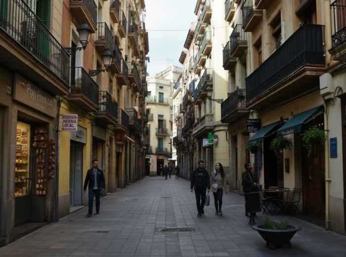 Carrer Major de Sarrià with local shops