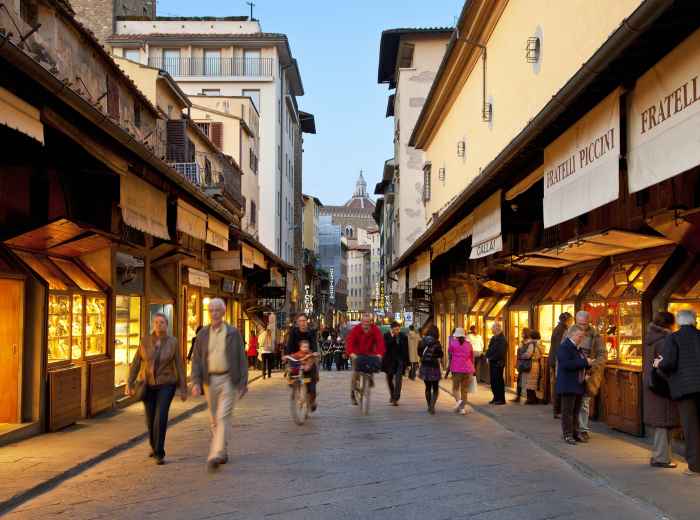 Typical street scene in Florence's historic center