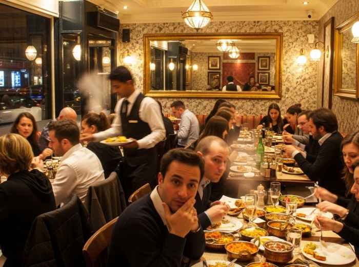 Busy Indian restaurant in Brick Lane
