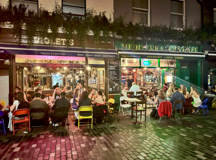 Soho restaurants at night