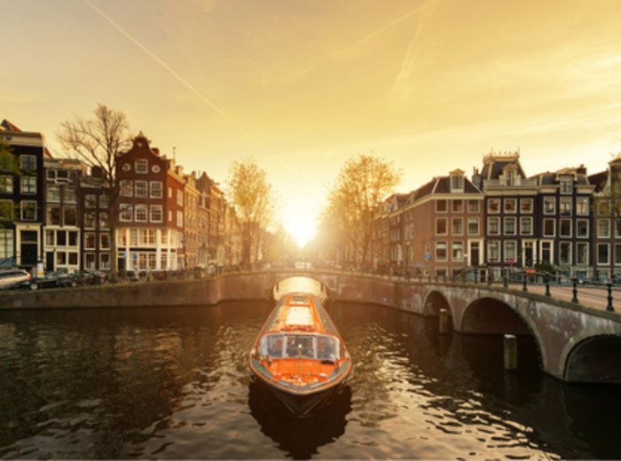 Sunset over Amsterdam's Canals