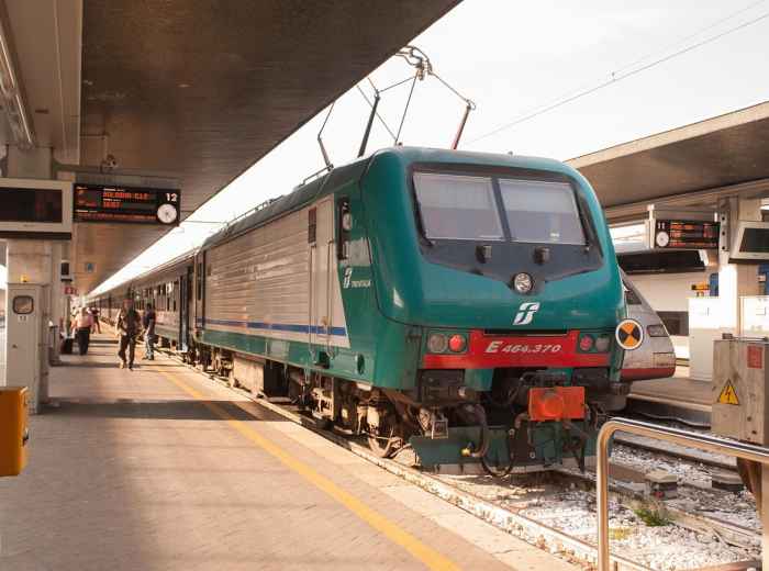 Small train station with travelers
