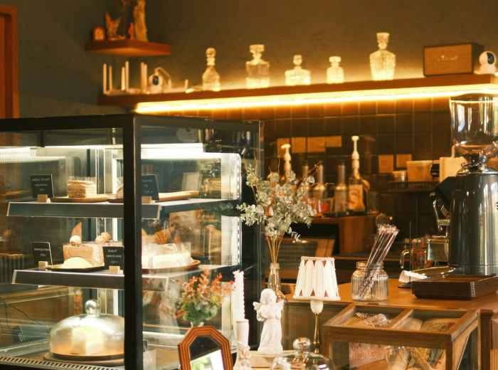 Local cafe interior in De Pijp for morning coffee