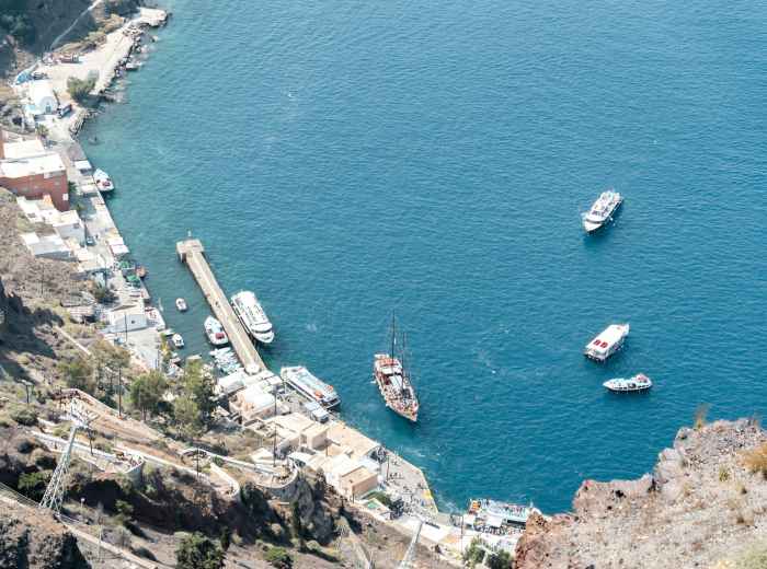 Cliff elevator with boats below