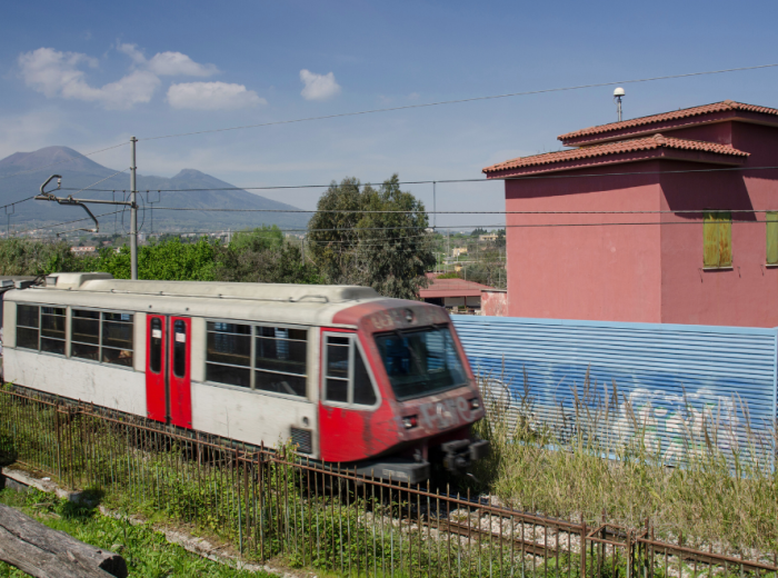 Morning Sorrento Circumvesuviana train