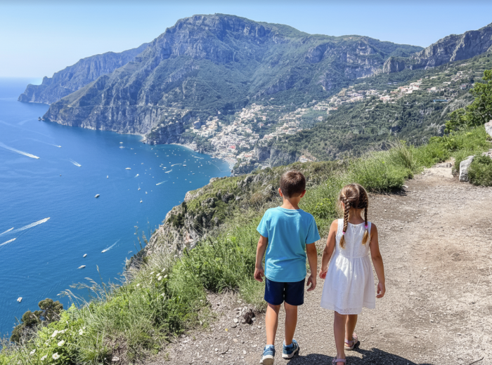Scenic view of the Amalfi Coast from the Path of the Gods trail