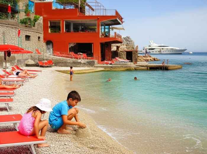 Children playing at the beach at Marina Piccola