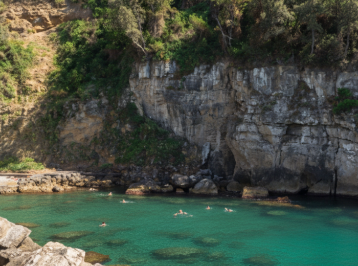 People swimming at Bagni Regina Giovanna
