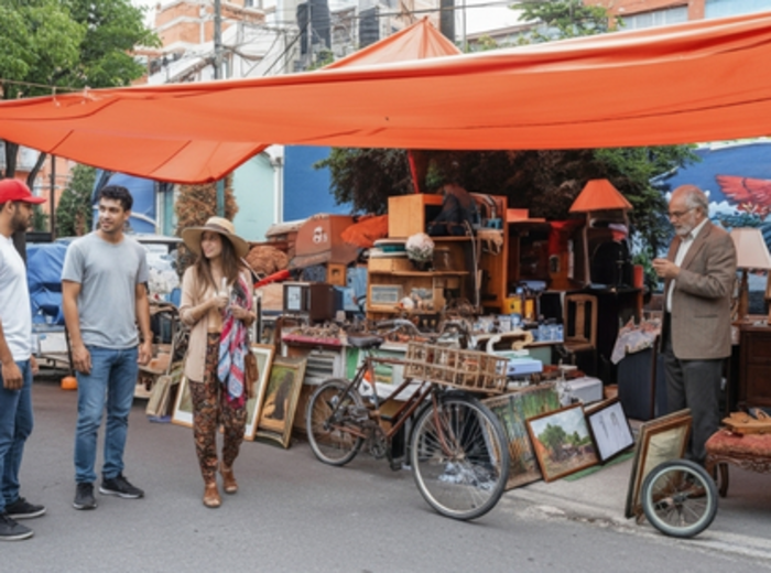 Tourists enjoying tianguis