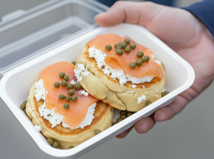 Bannock topped with smoked salmon and capers