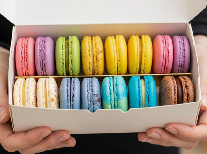 A box of macarons from Bon Macaron Patisserie