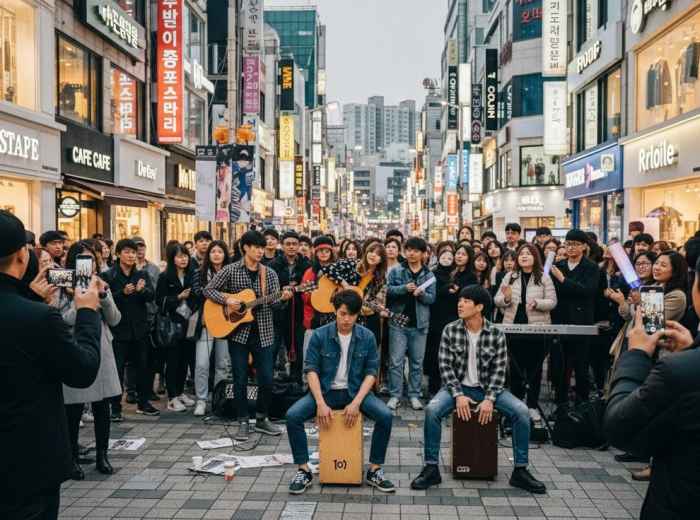 Street performers in Hongdae