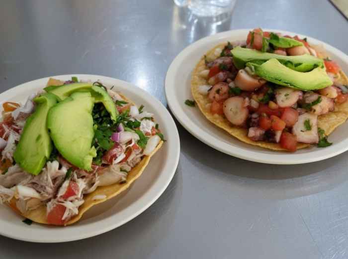 Seafood tostadas from El Caguamo