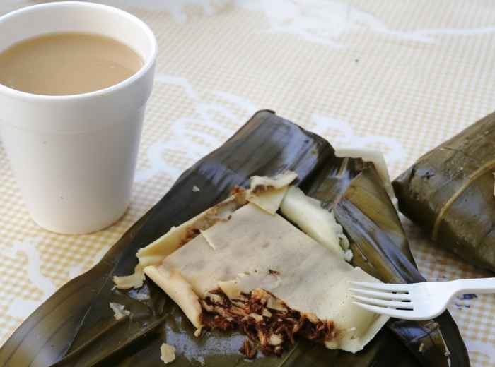Tamales Oaxaqueños with mole sauce and chicken