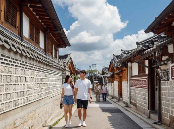 Traditional Korean hanok houses in Bukchon Hanok Village
