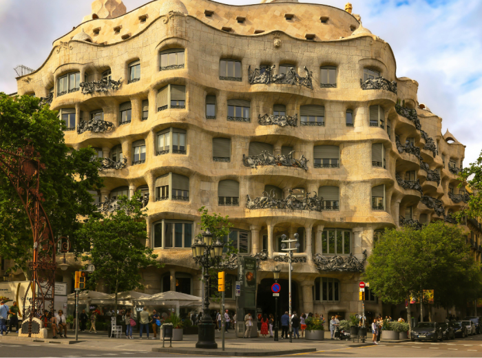 Modernist building facade in Passeig de Gràcia