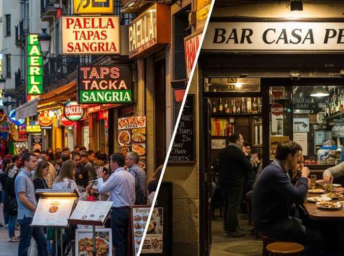 Tourist strip vs cosy neighborhood bar