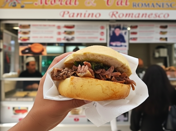Warm panino at Mordi e Vai in Mercato Testaccio