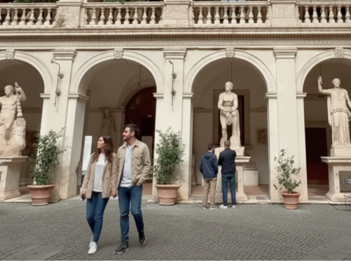 Quiet Renaissance courtyard at Palazzo Altemps