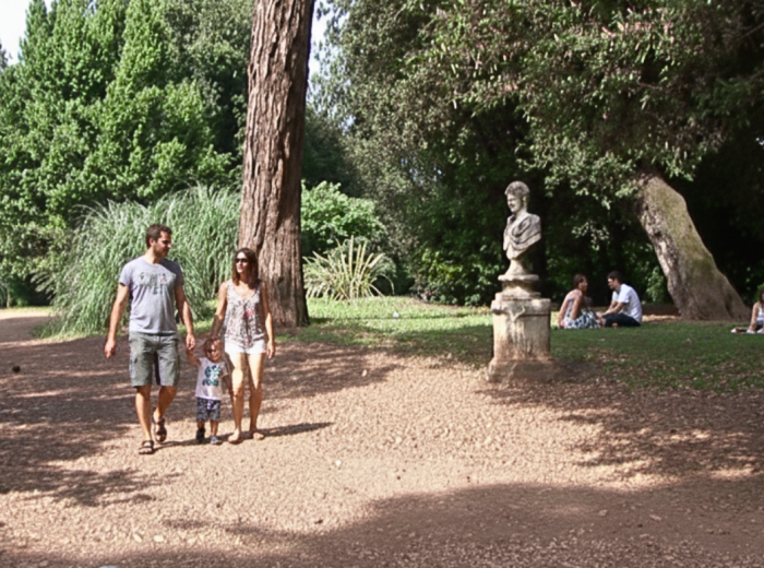 Villa Borghese shade paths, families and friends
