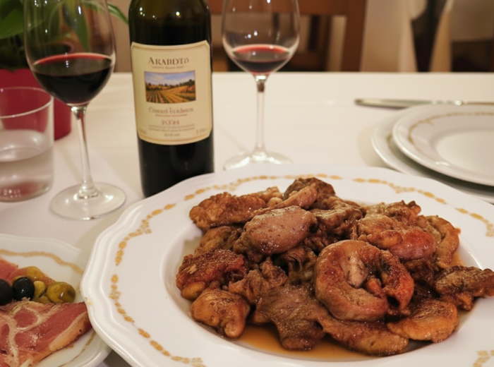House wine and quinto quarto in a Testaccio trattoria
