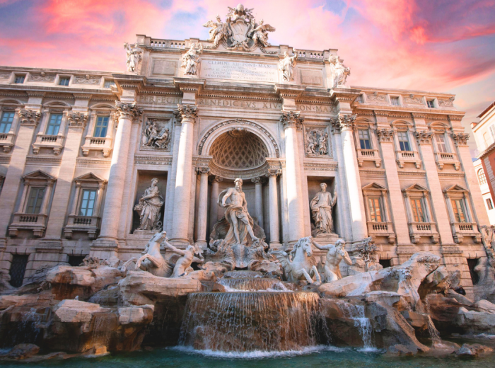 Trevi Fountain at evening
