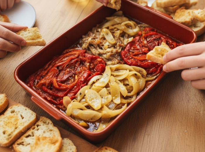 Escalivada on a clay plate