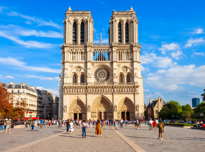 Blue-and-gold altar inside Notre-Dame Basilica