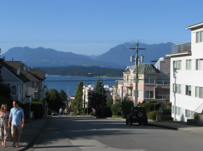 Residential Kitsilano street with single family homes and gardens