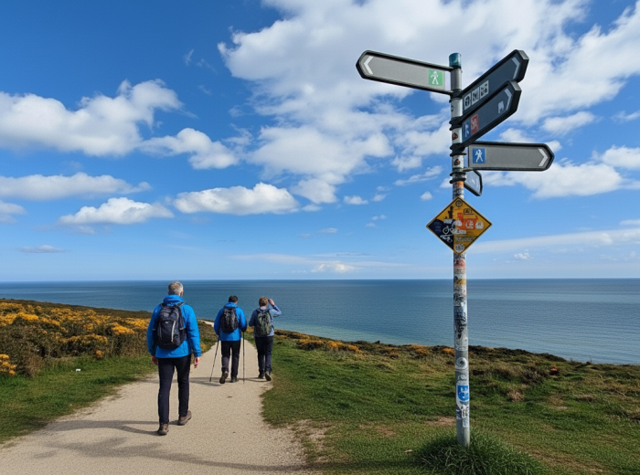 Cliff path above Howth with sea views and walkers on the trail