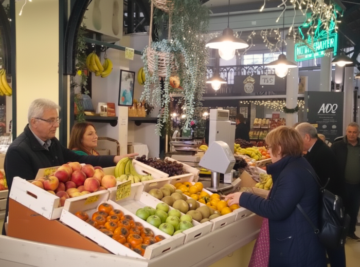 Mercado de Campo de Ourique with fresh produce and lively atmosphere