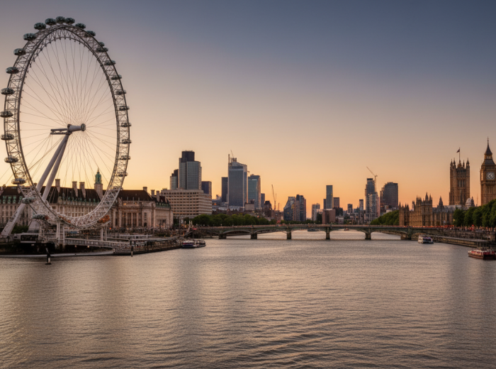 Blue hour on the South Bank with the London Eye