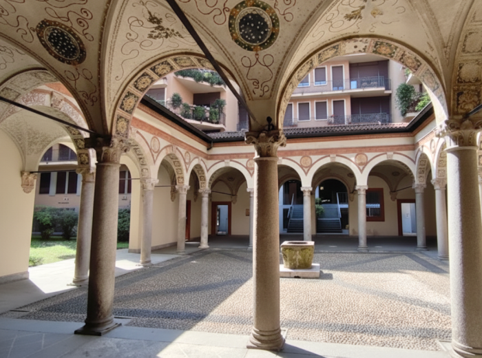 Quiet Milan courtyard, inviting you to explore the city’s hidden gems