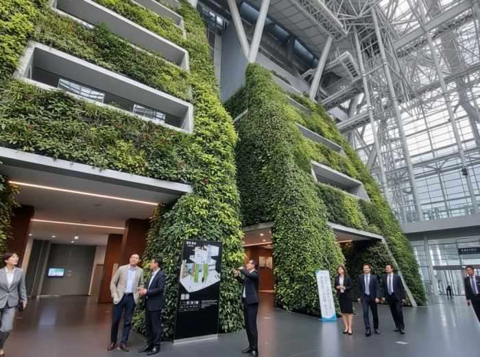 Multi-story vertical garden inside Seoul City Hall