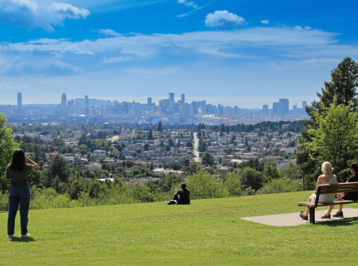 Quiet viewpoint at Burnaby Mountain