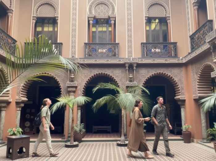 Moorish courtyard at Casa do Alentejo, tiled walls and ornate arches