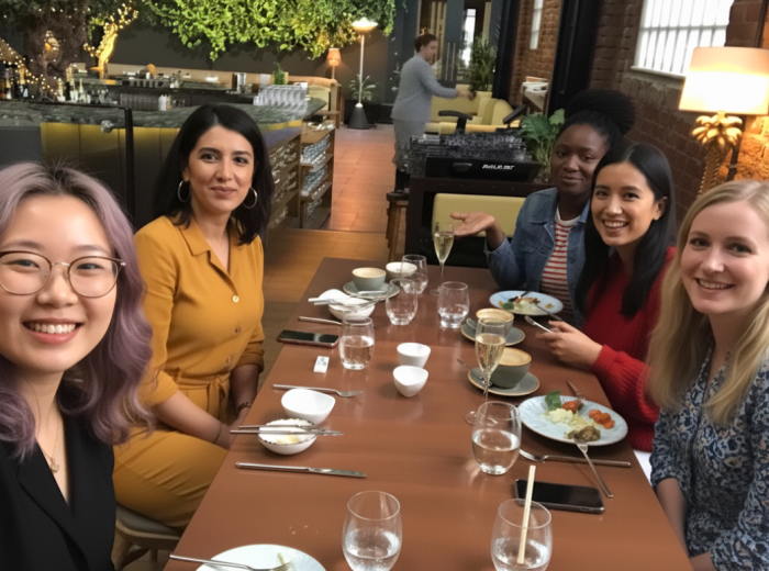 Visitors enjoying Restaurant Ours's food