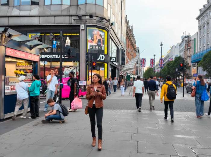 People shopping on Oxford Street 