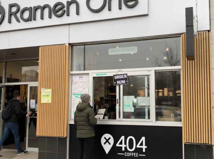 Neighborhood coffee window at a Mount Pleasant Cafe