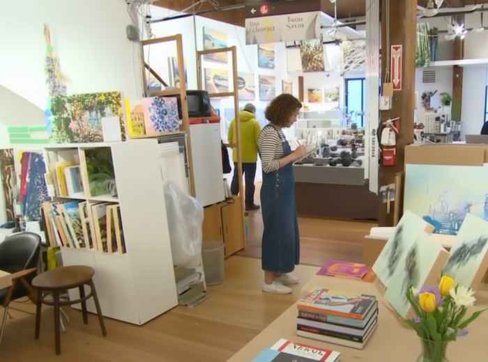 Visitors enjoying artist studios during the Eastside Culture Crawl