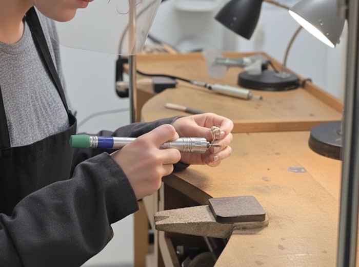 Mixed media workshop in Railtown, making cast iron jewellery