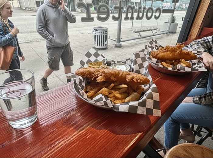 Fresh fish and chips from The Fish Counter on Main Street