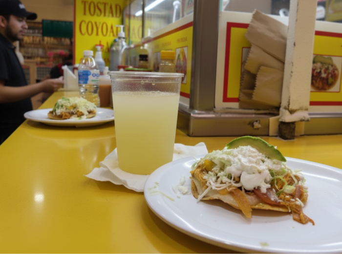 Coyoacán's market tostadas piled high with ceviche and toppings